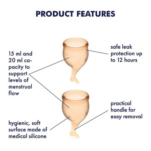Satisfyer Feel Secure - набор менструальных чаш, 15 мл и 20 мл (оранжевый)