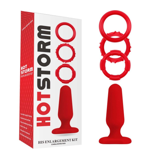 Hot Storm His Enlargement Kit - Набор из 4 предметов, (красный)