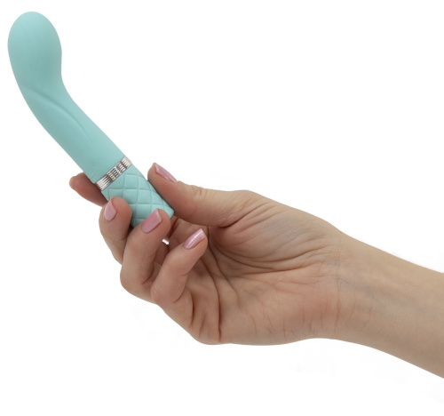 Pillow Talk Racy Teal - Роскошный вибратор с кристаллом Сваровски для точки G, 12.7х2.2 см. (голубой)