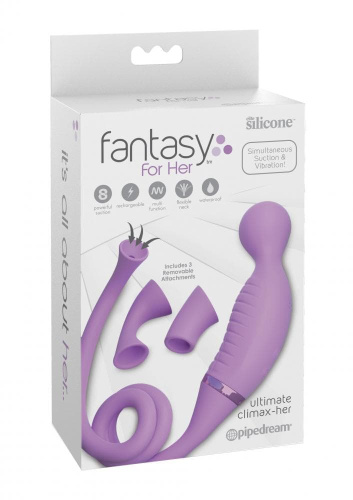 Pipedream Ultimate Climax-Her - Вибратор с вакумной стимуляцией клитора, 14х3.5 см