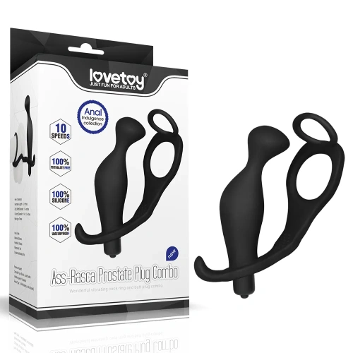 LoveToy Ass Rasca Prostate Vibrating Plug Combo - Анальная пробка, 11х3.8 см (черный)