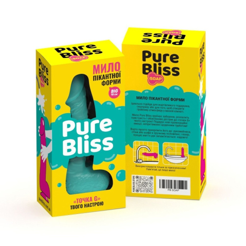 Pure Bliss Big - Крафтовое мыло-член с присоской, 18х4.2 см (бирюзовый)