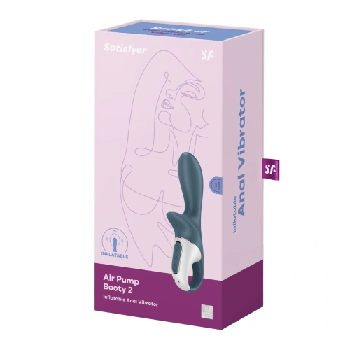 Satisfyer Air Pump Booty 2 - Надувний анальний вібратор, 19х6 см (сірий) - купити в Києві, Україні
