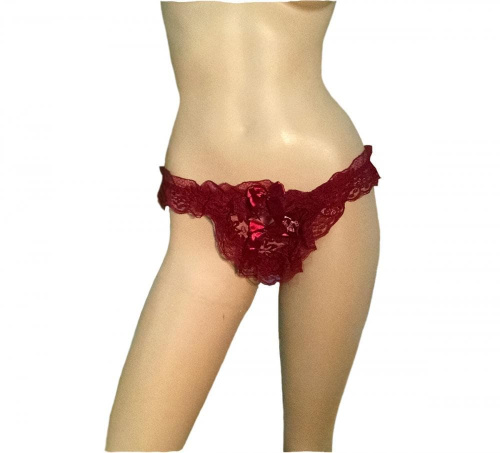 Кружевные трусики стринги с бантиками, S/M (разные цвета)