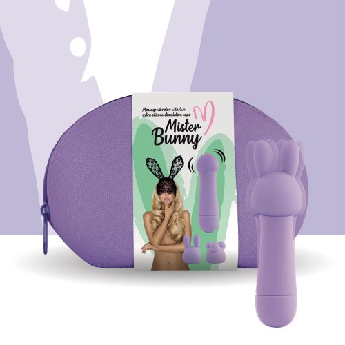 FeelzToys Mister Bunny - Мини-вибратор с двумя насадками, 13.5х3.5 см, (фиолетовый)