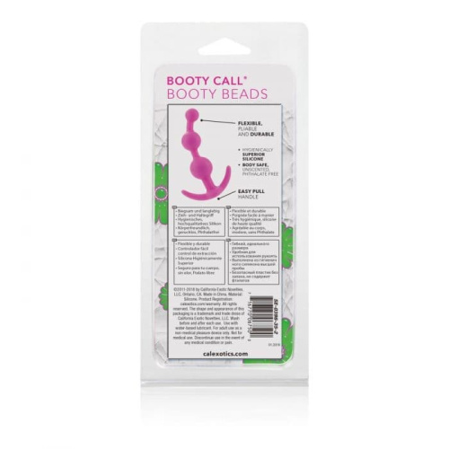 CalExotics Booty Call Booty Beads - анальная елочка, 12х3.25 см (розовый)