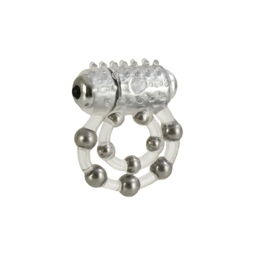 CalExotic Maximus Ring 10 Stroker Beads - двойное виброкольцо, 6.5х2.5 см (прозрачный)