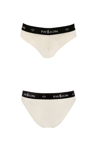 Passion PS001 Panties - Трусики с широкой резинкой и кружевом (бежевые, размер L)