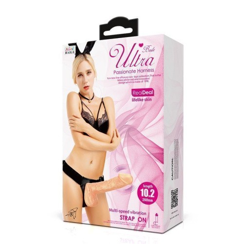 Baile Ultra Female Strap-On Realistic Dildo 10,2" - страпон с вибрацией, 26х5.5 см (телесный)