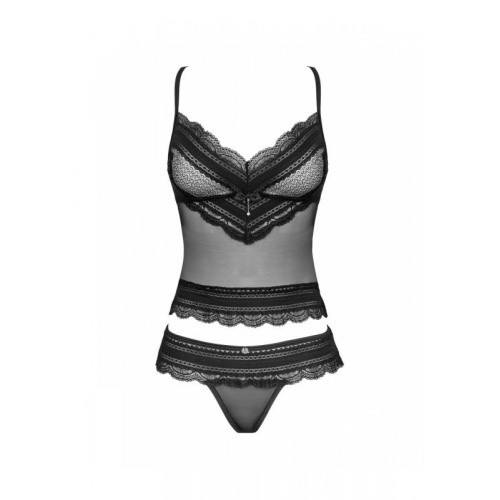 Obsessive Ivannes top & thong - Комплект еротичної білизни: топ та трусики, L/XL (чорний) - купити в Києві, Україні