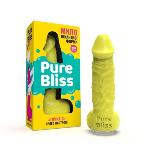 Pure Bliss Big - Крафтовое мыло-член с присоской, 18х4.2 см (жёлтый)