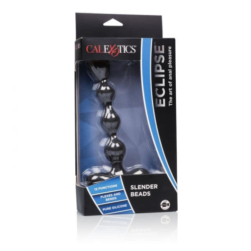 CalExotics Eclipse Slender Beads - анальные цепочка с вибрацией, 16х2.3 см (черный)