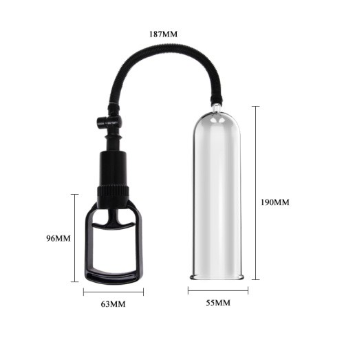 Penis Pump - Вакуумная помпа с насадками, 19х5.5 см (прозрачный)