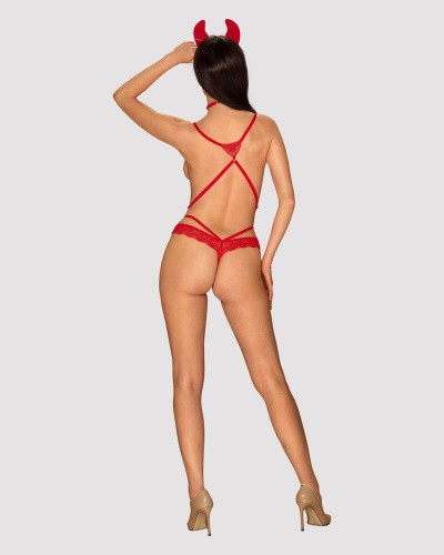 Obsessive Evilia teddy red S/M - Женский костюм дьявола