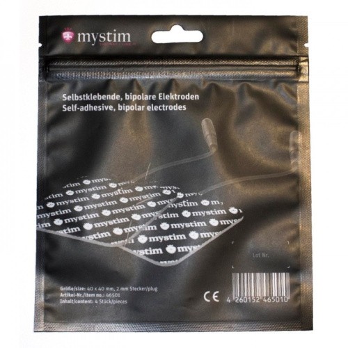 Mystim - Самоклеющиеся электроды для электростимуляции, проводные, 4 шт