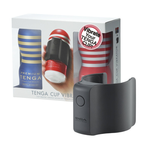 Вибронасадка Tenga CUP Vibrator + 2 мастурбатора Vacuum CUP