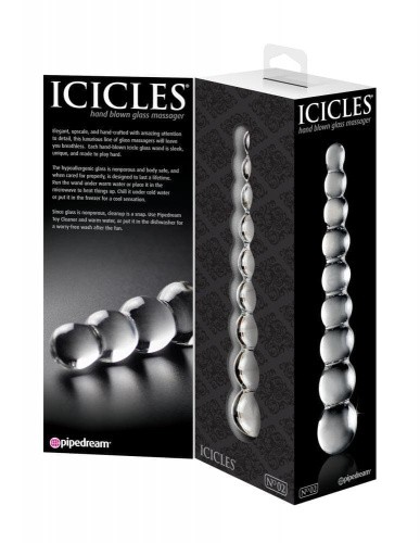 Стеклянный стимулятор Icicles No.2, 21,5х3,8 см