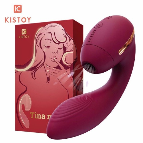 Kistoy Tina Mini - Вакуумный вагинально-клиторальный вибратор, 11х3.2 см (фиолетовый)