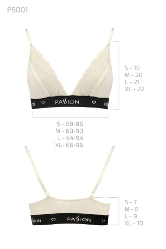 Passion PS001 TOP - Эластичный топ с кружевом, XL (бежевый)