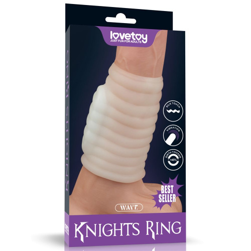 LoveToy Vibrating Wave Knights Ring - вибронасадка на член, 10 см (белый)