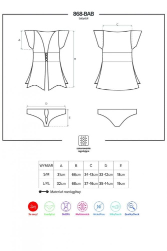 Obsessive 868-BAB-1 babydoll - пеньюар на шнуровке, S/M (чёрный)
