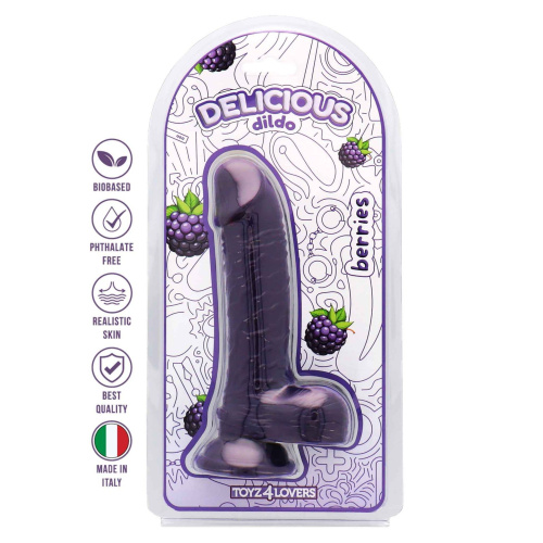 Фалоімітатор з ароматом ожини - Toyz4lovers Delicious Dildo Berries, 18 см - купити в Україні | Секс шоп SEX-SHOP.ua