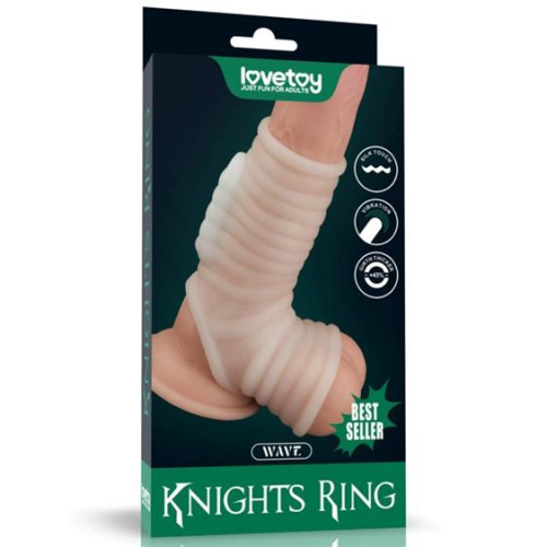 Насадка на член LoveToy Vibrating Wave Knights Ring With Scrotum Sleeve