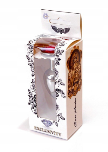 Boss Jewellery Silver Plug Pink - Анальна пробка із кристалом, 7х2.7 см (фуксія) - купити в Києві, Україні