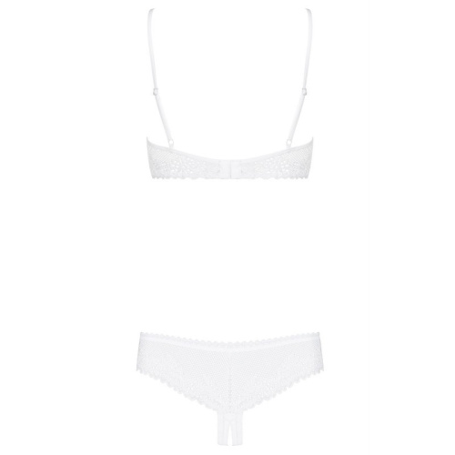 Obsessive Alabastra set - Эротический комплект с открытой грудью, S/M (белый)