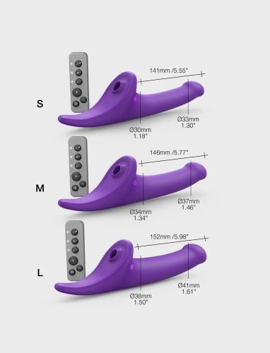 Вибронасадка для страпона с вакуумной стимуляцией Strap-On-Me Multi Orgasm Dildo, M