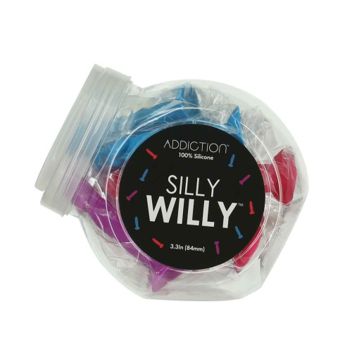 Набор фаллоимитаторов ADDICTION Silly Willy 3.3” Silicone Dildo, 3 цвета, 12 шт