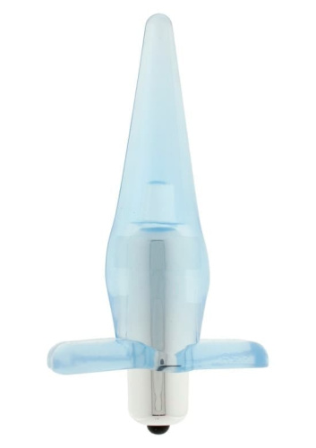 Анальный вибратор Power Buttplug, 9,5х3,5 см (голубой)