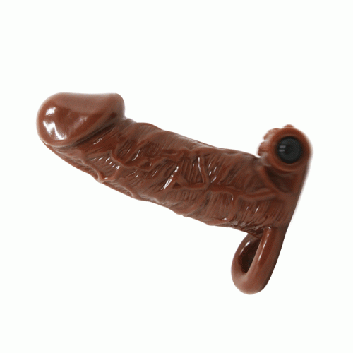 Baile Brave Men Vibro Penis Sleeve Flesh - Насадка на пенис, 15 см (коричневый)