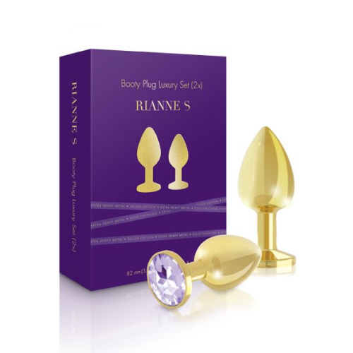 Rianne S - Booty Plug Luxury Set набор металлических анальных пробок с кристаллом, диаметр 3 и 3.5 см
