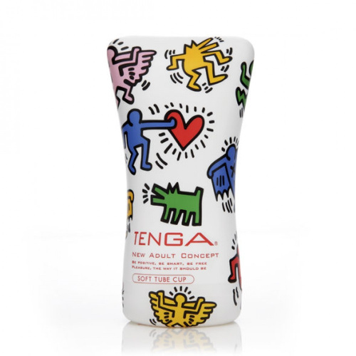Tenga Keith Haring Soft Case Cup (мягкая подушечка) сдавливаемый, 15х6.5 см (белый)