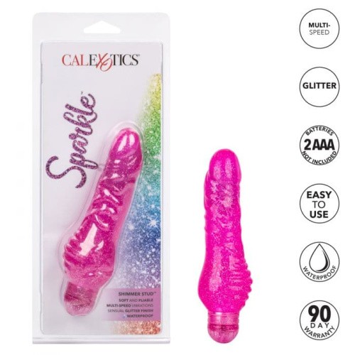 CalExotics Sparkle Shimmer Stud - вибромассажер, 14х4.5 см (розовый)
