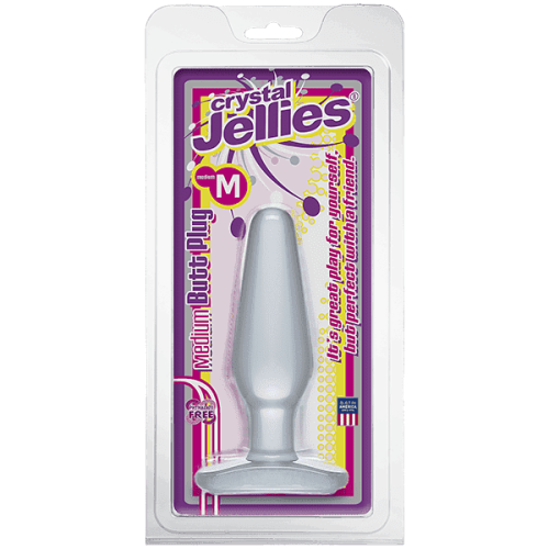 Doc Johnson Crystal Jellies Butt Plug Medium - анальная пробка, 13х3.5 см (прозрачный)