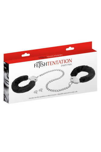 Фиксаторы для ног Fetish Tentation Enjoy Pain Adjustable Metal And Fur Ankle Cuffs