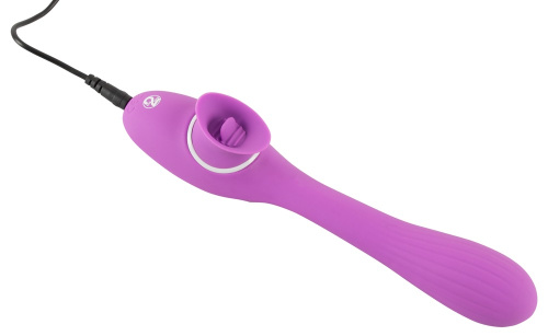 You2Toys 2 Function Bendable Vibe вибратор с вагинально-клиторальной стимуляцией и шаловливым язычком, 22.3х3.4 см