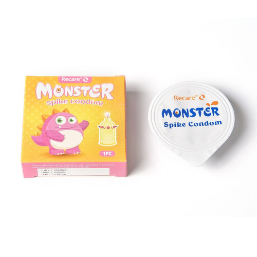 Насадка на член Recare Pink Monster Spike Condom (з кульками та вусиками) - купити в Україні | Секс шоп SEX-SHOP.ua
