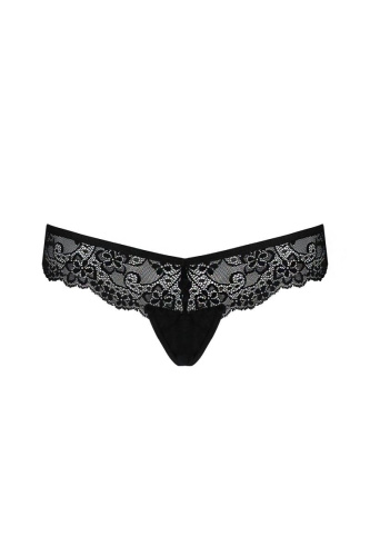 Passion Naja Thong мереживні трусики-танга з атласним бантиком, L/XL (чорний) - купити в Києві, Україні
