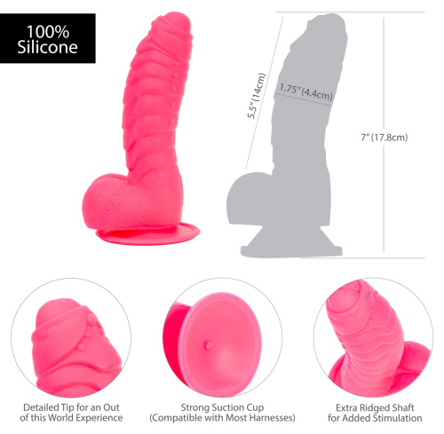Addiction Tom 7" Dildo With Balls - Ребристый силиконовый фаллоимитатор с присоской, 17.8х4.4 см (розовый)
