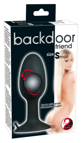 Orion Backdoor Friend Small - Анальная пробка с присоской и смещенным центром тяжести, 9х2.8 см (чёрный)