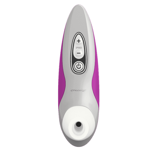 Womanizer Pro40 - Вакуумный стимулятор клитора, 16х4.5 см (белый с малиновым)