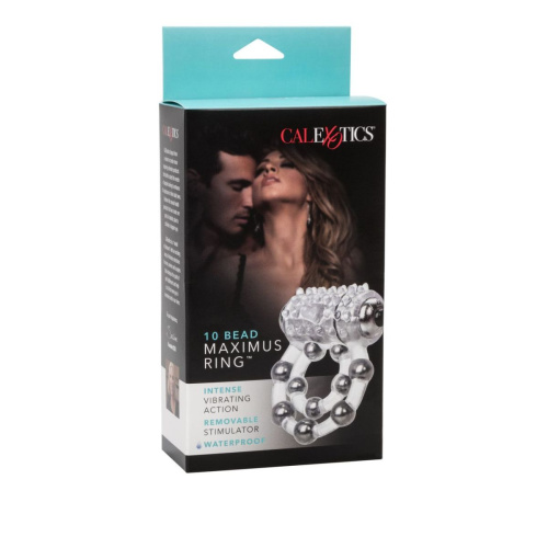 CalExotic Maximus Ring 10 Stroker Beads - двойное виброкольцо, 6.5х2.5 см (прозрачный)
