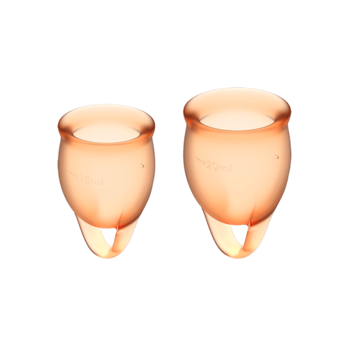 Satisfyer Feel Confident - набор менструальных чаш, 15 мл и 20 мл (оранжевый)