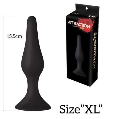 MAI Attraction Toys №35 анальная пробка на присоске, 15,5х3,8 см (чёрный)