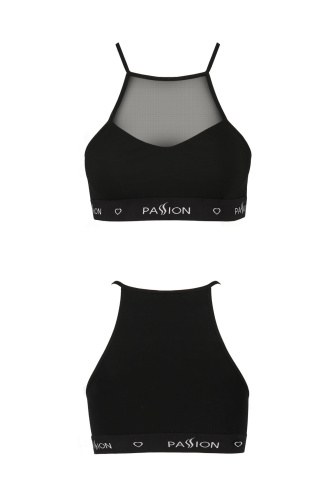 Passion PS006 top спортивный топ с прозрачной вставкой, S (чёрный)