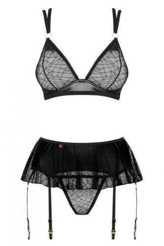 Obsessive 859-SEG-1 set - комплект эротического белья с поясом для чулок, L/XL (чёрный)