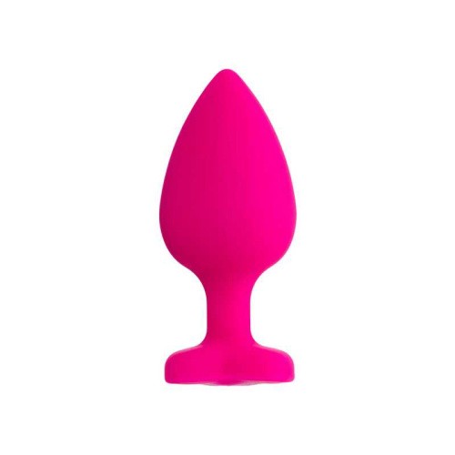 Toyfa ToDo By Diamond Heart - силиконовая анальная пробка с кристаллом в форме сердца, 9.5х4 см (розовая)